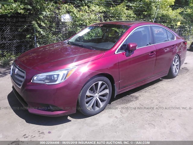 4S3BNAL65F3022342 - 2015 SUBARU LEGACY 2.5I LIMITED RED photo 2