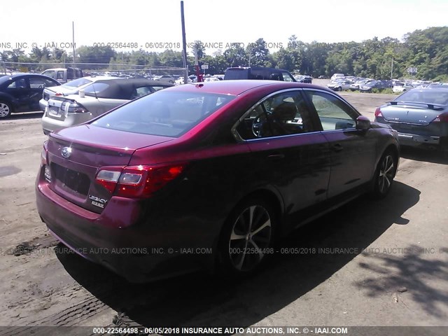 4S3BNAL65F3022342 - 2015 SUBARU LEGACY 2.5I LIMITED RED photo 4