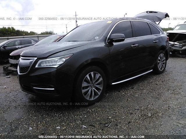 5FRYD4H40EB038793 - 2014 ACURA MDX TECHNOLOGY BLACK photo 2