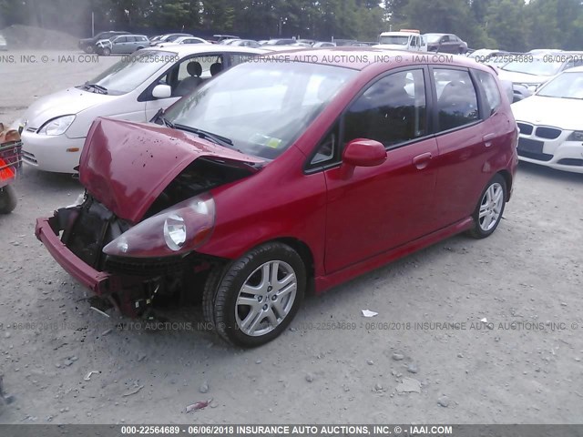 JHMGD38677S055054 - 2007 HONDA FIT S RED photo 2