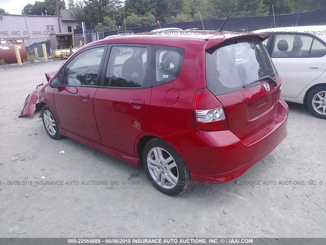 JHMGD38677S055054 - 2007 HONDA FIT S RED photo 3