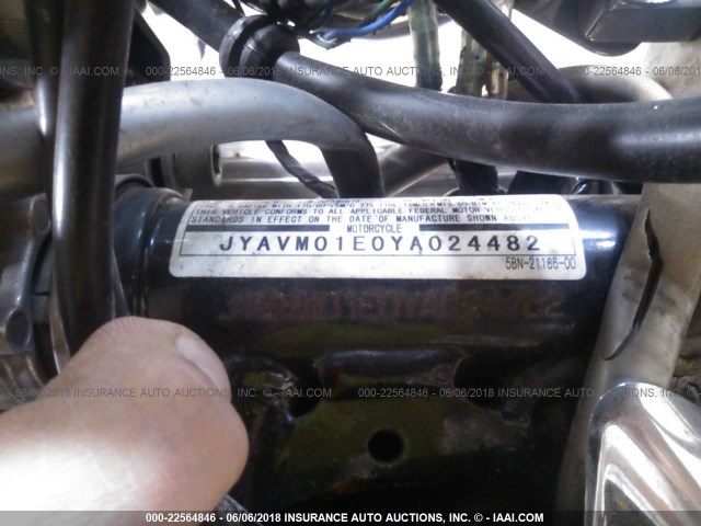 JYAVM01E0YA024482 - 2000 YAMAHA XVS65 A BLACK photo 10