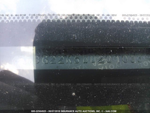 4T1BG22K5WU201033 - 1998 TOYOTA CAMRY CE/LE/XLE PURPLE photo 9