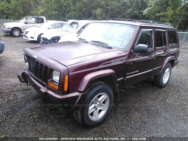 1J4FF58S01L527221 - 2001 JEEP CHEROKEE CLASSIC/LIMITED BURGUNDY photo 2