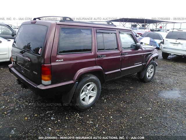 1J4FF58S01L527221 - 2001 JEEP CHEROKEE CLASSIC/LIMITED BURGUNDY photo 4