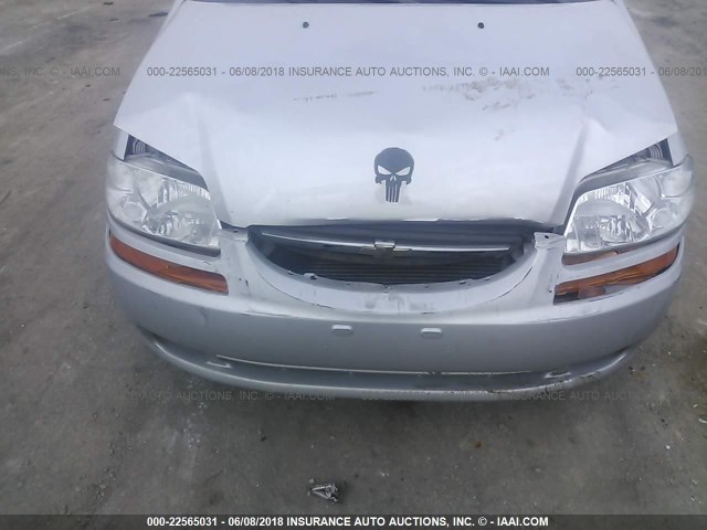 KL1TD66686B622575 - 2006 CHEVROLET AVEO LS SILVER photo 6
