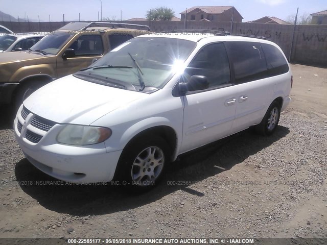 2B4GP74L01R323427 - 2001 DODGE GRAND CARAVAN EX YELLOW photo 2