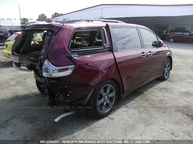 5TDXZ3DC3JS902621 - 2018 TOYOTA SIENNA SE RED photo 4