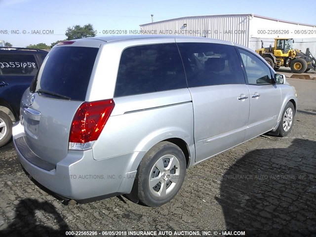 5N1BV28U17N128625 - 2007 NISSAN QUEST S/SE/SL SILVER photo 4