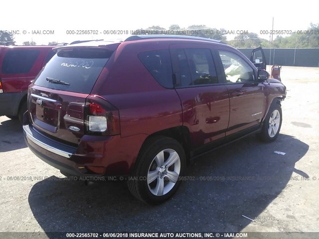 1C4NJCEAXFD296409 - 2015 JEEP COMPASS LATITUDE წითელი ფოტო 4