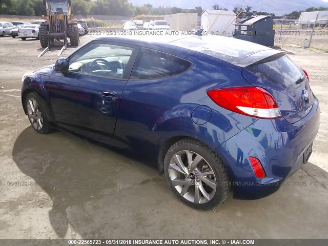 KMHTC6AD7HU310395 - 2017 HYUNDAI VELOSTER BLUE photo 3