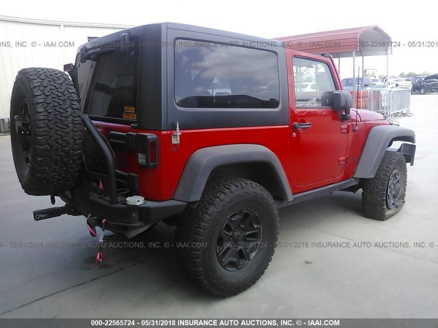 1C4AJWAGXFL532699 - 2015 JEEP WRANGLER SPORT RED photo 4