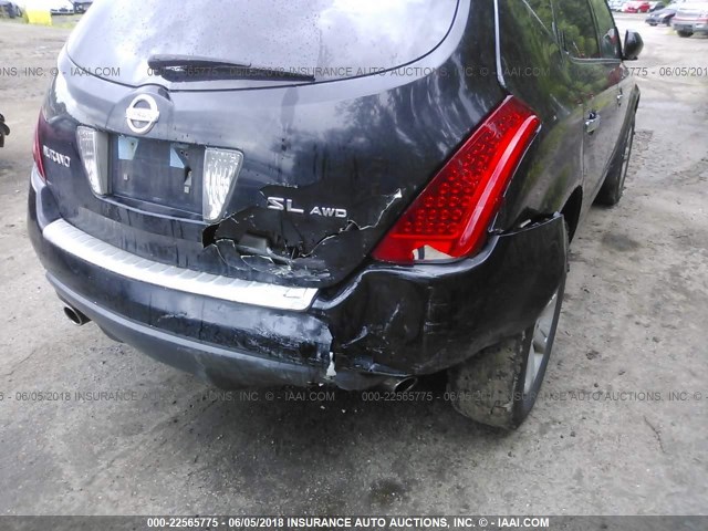 JN8AZ08WX6W508425 - 2006 NISSAN MURANO SL/SE/S BLACK photo 6