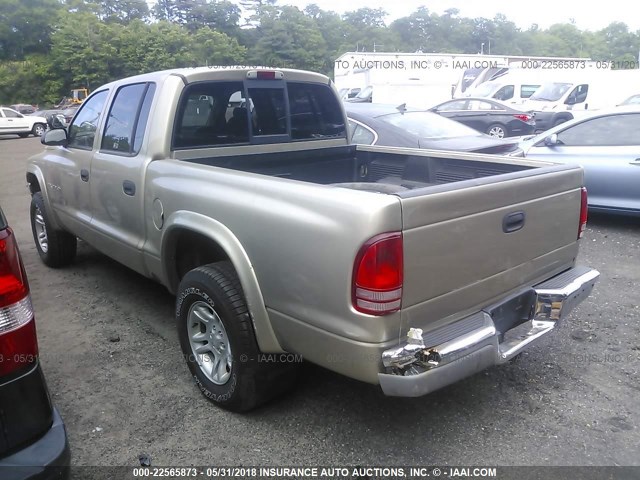 1B7HG48N52S682807 - 2002 DODGE DAKOTA QUAD SLT TAN photo 3