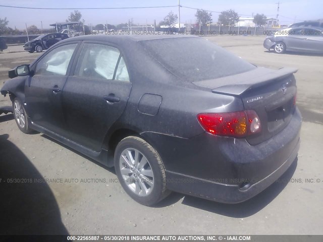 1NXBU40E09Z044243 - 2009 TOYOTA COROLLA S/LE/XLE GRAY photo 3