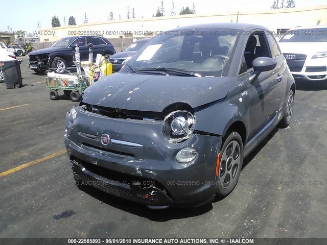 3C3CFFGE7HT598316 - 2017 FIAT 500 ELECTRIC GRAY photo 2