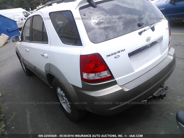 KNDJC733X35134144 - 2003 KIA SORENTO EX/LX WHITE photo 3