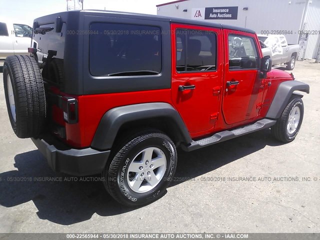 1C4BJWDG9HL580889 - 2017 JEEP WRANGLER UNLIMITE SPORT RED photo 4