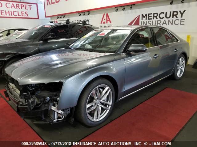 WAUJ2AFD4FN006696 - 2015 AUDI A8 QUATTRO GRAY photo 2