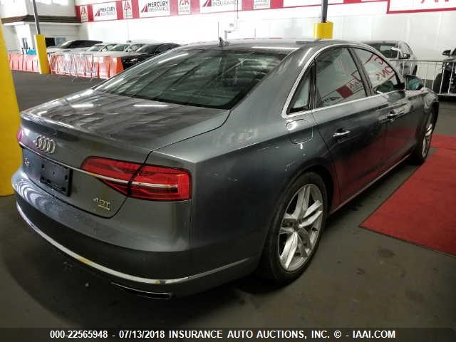 WAUJ2AFD4FN006696 - 2015 AUDI A8 QUATTRO GRAY photo 4