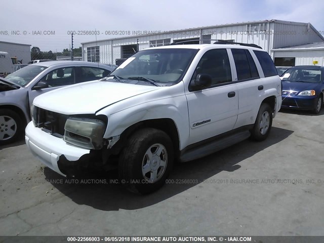 1GNDS13S722370584 - 2002 CHEVROLET TRAILBLAZER  WHITE photo 2