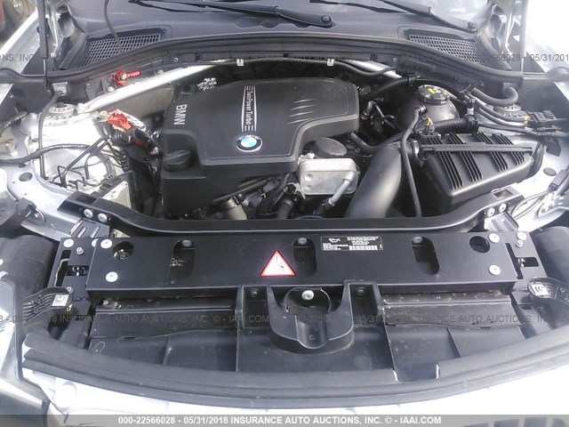 5UXWX9C54G0D65357 - 2016 BMW X3 XDRIVE28I ვერცხლისფერი ფოტო 10