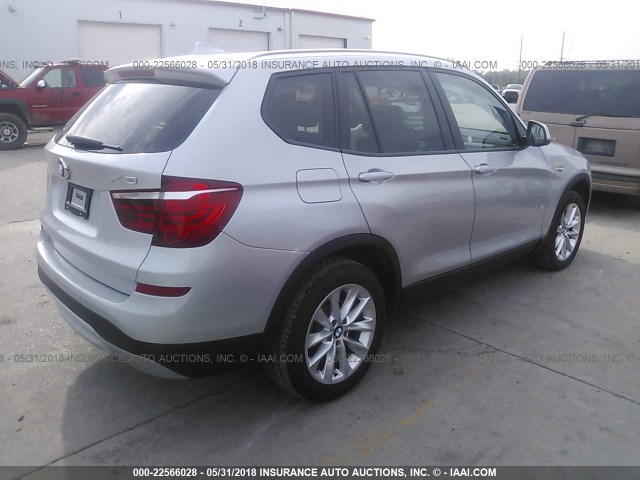 5UXWX9C54G0D65357 - 2016 BMW X3 XDRIVE28I ვერცხლისფერი ფოტო 4