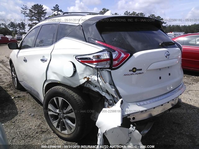 5N1AZ2MG5HN107942 - 2017 NISSAN MURANO S/SL/SV/PLATINUM WHITE photo 3