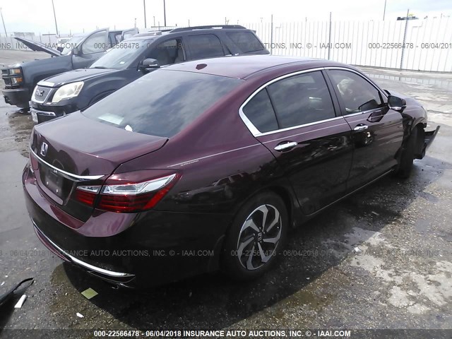 1HGCR2F86GA101318 - 2016 HONDA ACCORD EXL MAROON photo 4