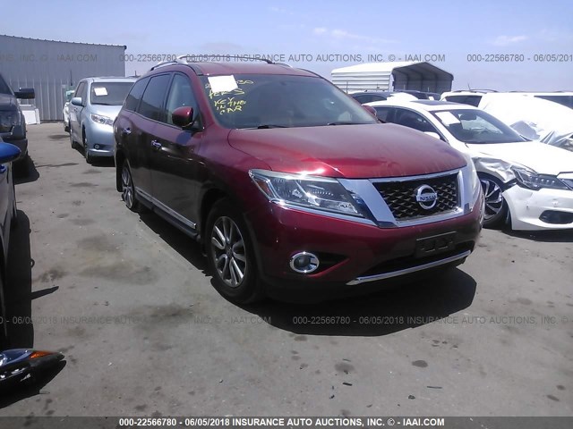 5N1AR2MN8EC725116 - 2014 NISSAN PATHFINDER S/SV/SL/PLATINUM RED photo 1