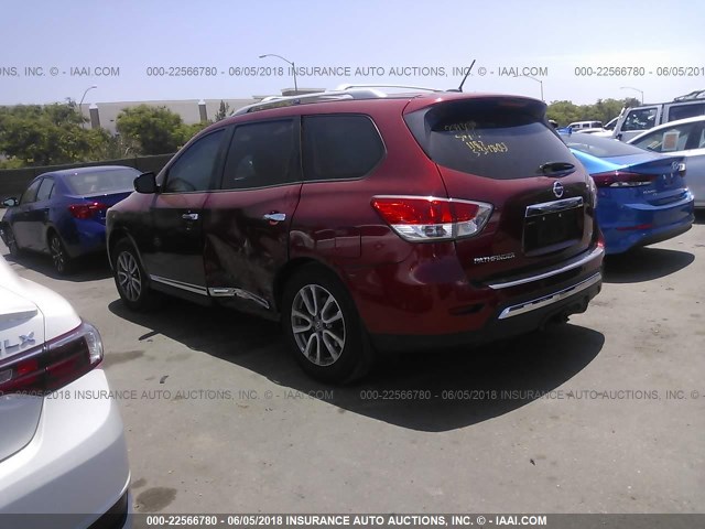 5N1AR2MN8EC725116 - 2014 NISSAN PATHFINDER S/SV/SL/PLATINUM RED photo 3