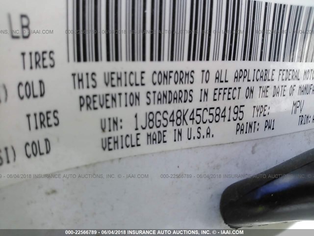 1J8GS48K45C584195 - 2005 JEEP GRAND CHEROKEE LAREDO/COLUMBIA/FREEDOM 白色 照片 9