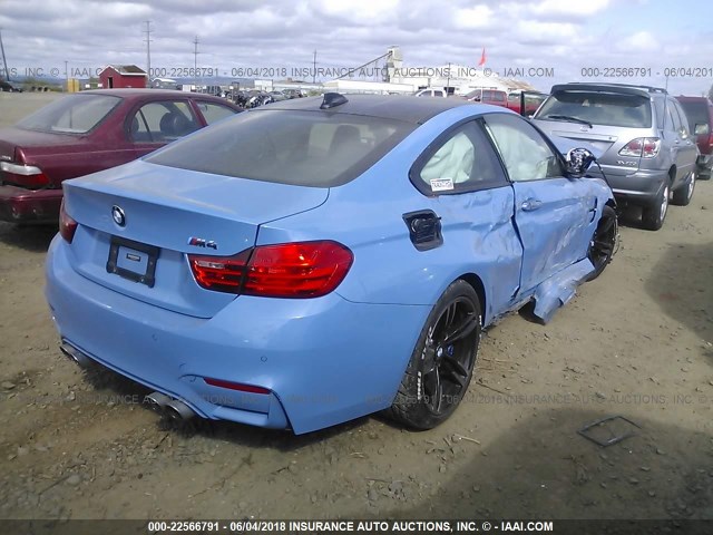 WBS3R9C50GK338004 - 2016 BMW M4 BLUE photo 4