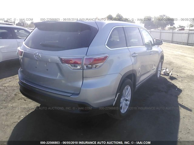 5TDZKRFH2GS135040 - 2016 TOYOTA HIGHLANDER LE/LE PLUS SILVER photo 4