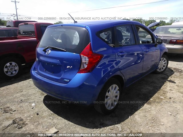 3N1CE2CPXFL402478 - 2015 NISSAN VERSA NOTE S/S PLUS/SV/SL/SR BLUE photo 4