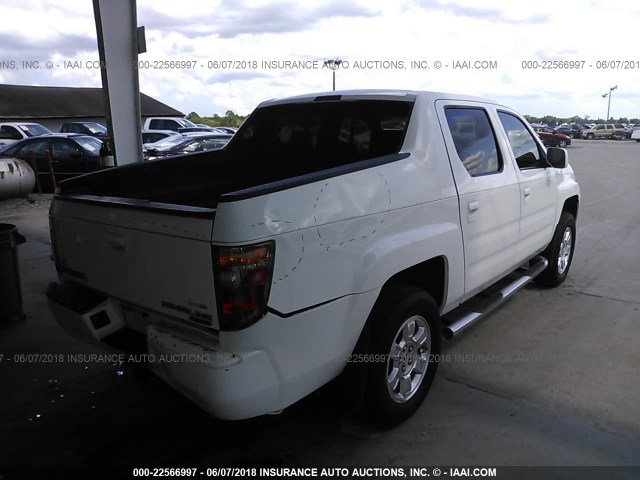 2HJYK16538H503157 - 2008 HONDA RIDGELINE RTL WHITE photo 4