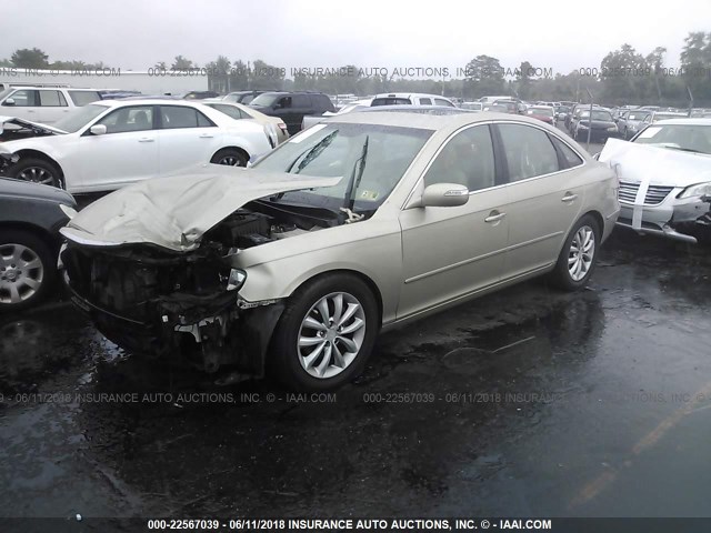 KMHFC46F98A320553 - 2008 HYUNDAI AZERA SE/LIMITED Champagne photo 2