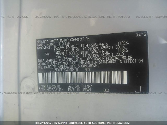 JTLZE4FE9DJ040438 - 2013 TOYOTA SCION XB Silber Foto 9