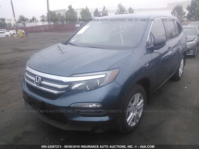 5FNYF6H11HB059766 - 2017 HONDA PILOT LX BLUE photo 2