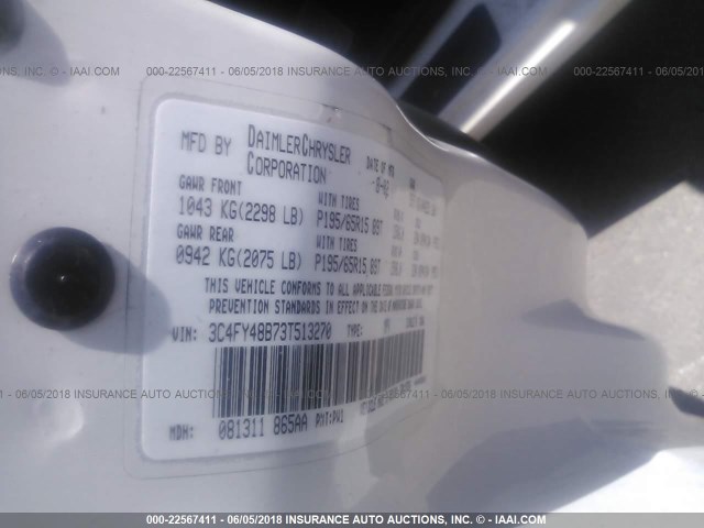 3C4FY48B73T513270 - 2003 CHRYSLER PT CRUISER CLASSIC 白色 照片 9