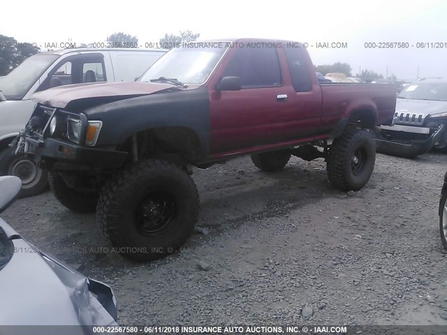 JT4RN13P6P6051873 - 1993 TOYOTA PICKUP 1/2 TON EX LONG WHLBSE DX RED photo 2