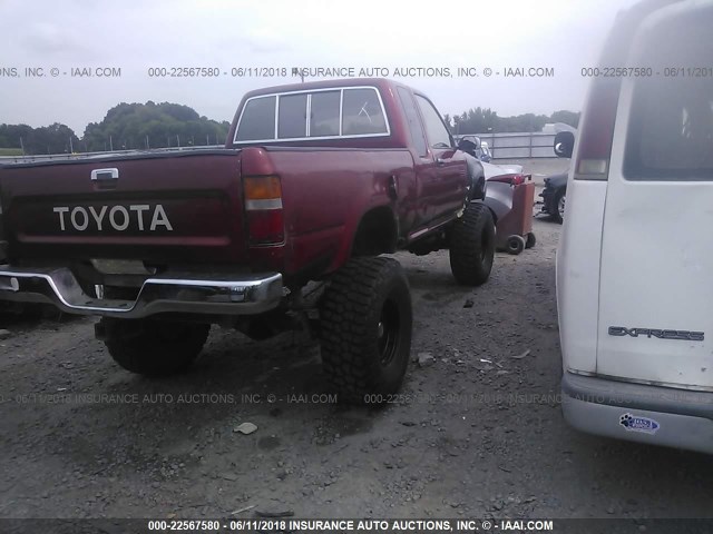 JT4RN13P6P6051873 - 1993 TOYOTA PICKUP 1/2 TON EX LONG WHLBSE DX RED photo 4