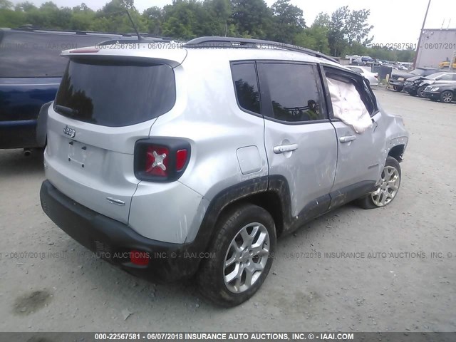 ZACCJBBT0FPB56712 - 2015 JEEP RENEGADE LATITUDE SILVER photo 4