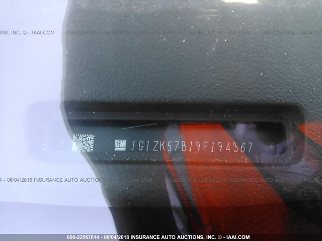 1G1ZK57B19F194367 - 2009 CHEVROLET MALIBU LTZ BLUE photo 9