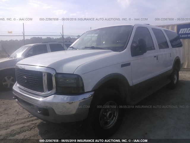 1FMNU43SXYEB85831 - 2000 FORD EXCURSION LIMITED WHITE photo 2