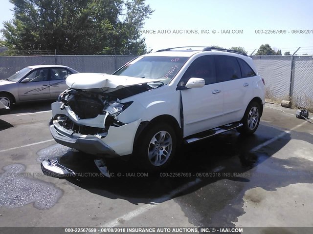 2HNYD28498H551040 - 2008 ACURA MDX TECHNOLOGY WHITE photo 2
