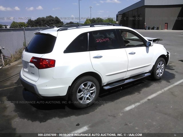 2HNYD28498H551040 - 2008 ACURA MDX TECHNOLOGY WHITE photo 4