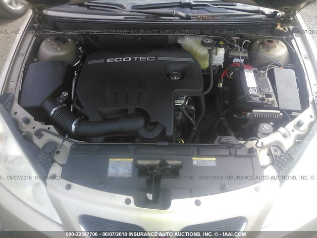 1G2ZF57B184190443 - 2008 PONTIAC G6 VALUE LEADER/BASE GOLD photo 10