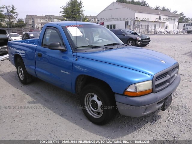 1B7FL26P81S282637 - 2001 DODGE DAKOTA BLUE photo 1