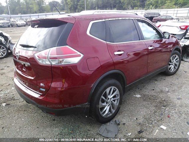 5N1AT2MT6EC793995 - 2014 NISSAN ROGUE S/SL/SV RED photo 4